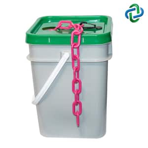 1.5 in. (#6,38 mm) x 300 ft. Safety Pink Plastic Barrier Chain in a Pail