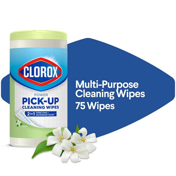 Clorox Clorox Power Pick-Up Cleaning Wipes, 2 in 1 Paper Towel and Multipurpose Cleaner, Jasmine, 75 Paper Towel Wipes