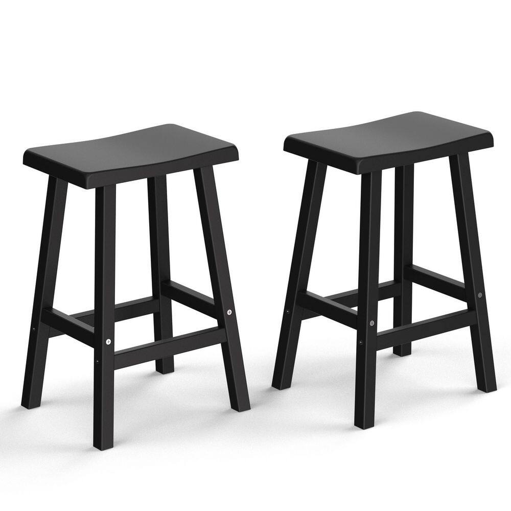 24 in. Outdoor All-Weather Modern Durable Resin Bar Stool with Feet for Terraces, Balconies or Kitchen Counters (2-Pack) price history on PriceWatchPro