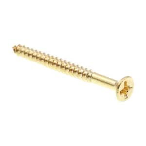#6 x 1-1/2 in. Solid Brass Phillips Drive Flat Head Wood Screws (100-Pack)