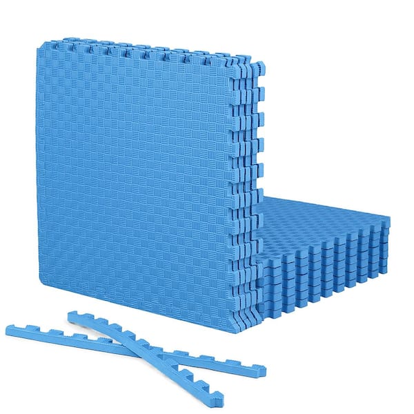 CAP Blue 24" W x 24" L x 0.75" Thick EVA Foam Double-Sided Tatami Pattern Gym Flooring Tiles (12 Tiles/Pack) (48 sq. ft.)