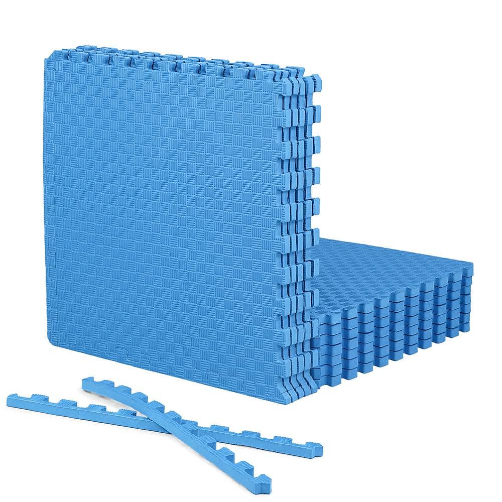 "Blue 24"" W x 24"" L x 0.75"" Thick EVA Foam Double-Sided Tatami Pattern Gym Flooring Tiles (12 Tiles/Pack) (48 sq. ft.)" price history on PriceWatchPro