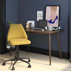 Brittany Mustard Linen Office Chair with Castors
