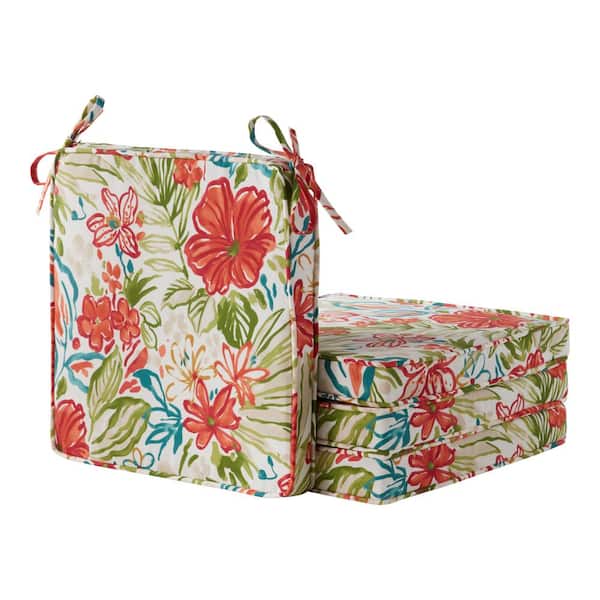 Greendale Home Fashions 18 in. x 18 in. Breeze Floral Square Outdoor Dining Seat Cushion (4-Pack)
