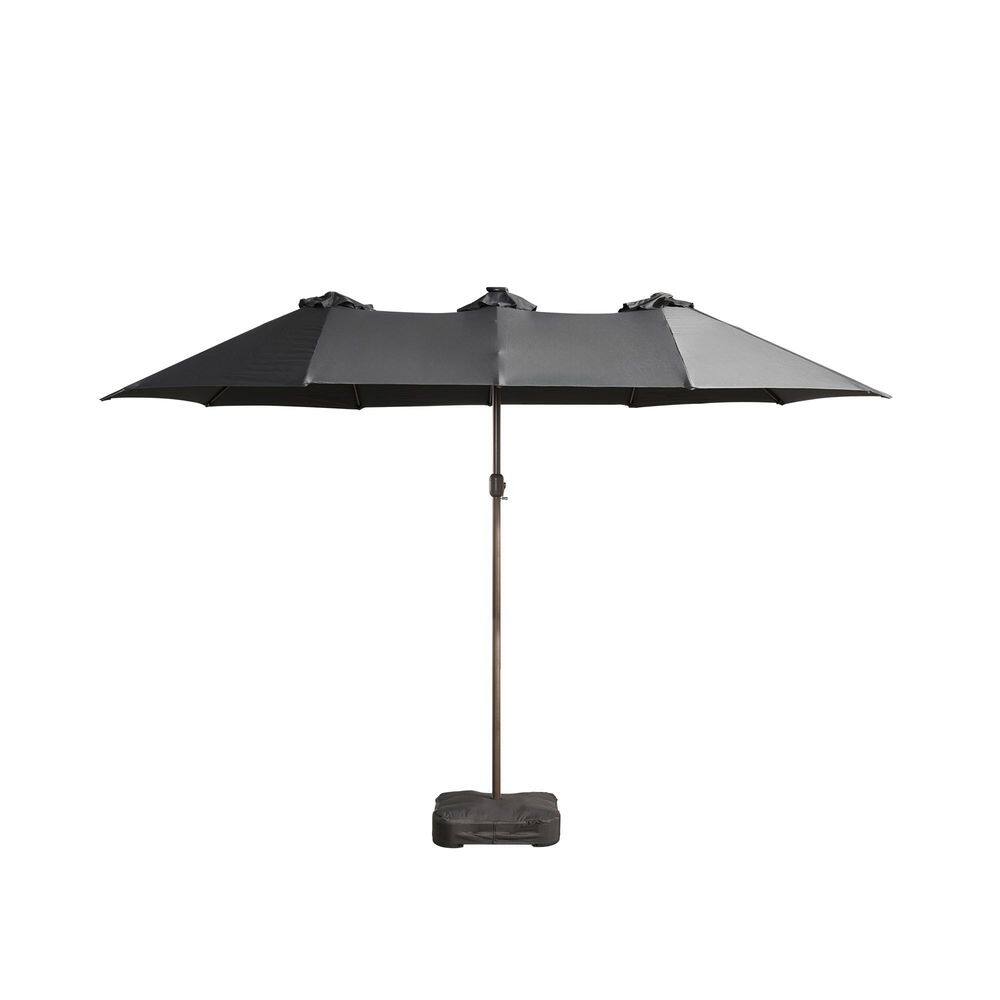 Wigler Double Top 14.5 ft. Steel Cantilever Outdoor Patio Umbrella with Base and LED Smart Strips in Dark Blue price history on PriceWatchPro