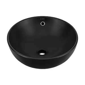 Sublime 17 in. Matte Black Ceramic Round Vessel Sink