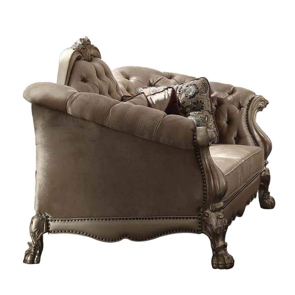 Benjara 45 in. Gold Solid Fabric 2-Seater Loveseat with Button Tufted Backrest -  BM221477
