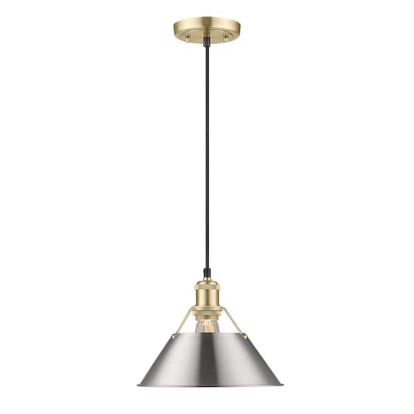 Golden Lighting Orwell 100-Watt 1-Light Brushed Champagne Bronze and Pewter Pendant Light