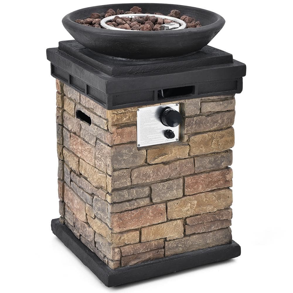 Natural Stone and Stainless Steel Propane Fire Pit Table