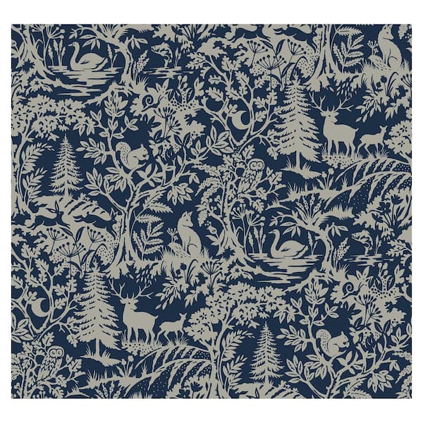 Chesapeake Alrick Forest Venture Blue Prepasted Non Woven Wallpaper