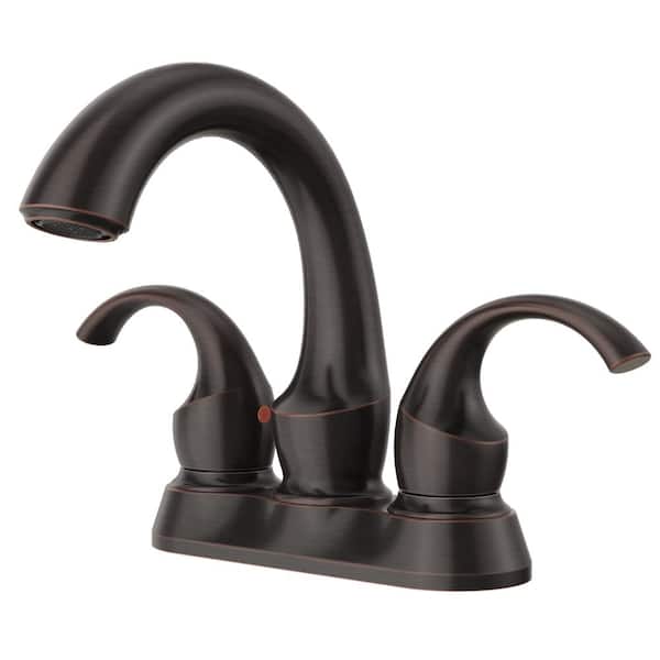 HOMLUX 4 in. Centerset 2-Handle Bathroom Faucet With Drain Kit Included in Bronze