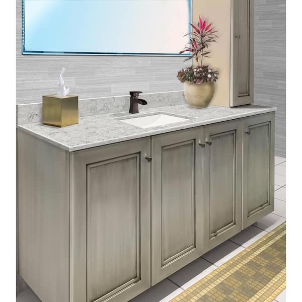Transolid 37-in Olympia Gray Quartz Bathroom Vanity Top Transolid 37-in Olympia Gray Quartz Bathroom Vanity Top