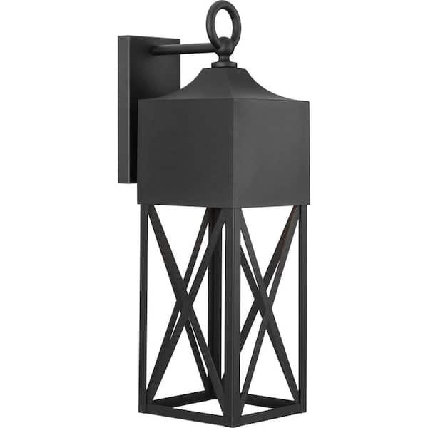 Birkdale 1-Light Textured Black Hardwired Outdoor Wall Lantern Light Sconce Dark Sky Farmhouse