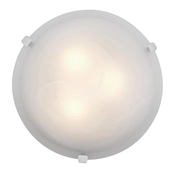 Access Lighting Mona 3-Light White Flush Mount with Alabaster Glass Shade