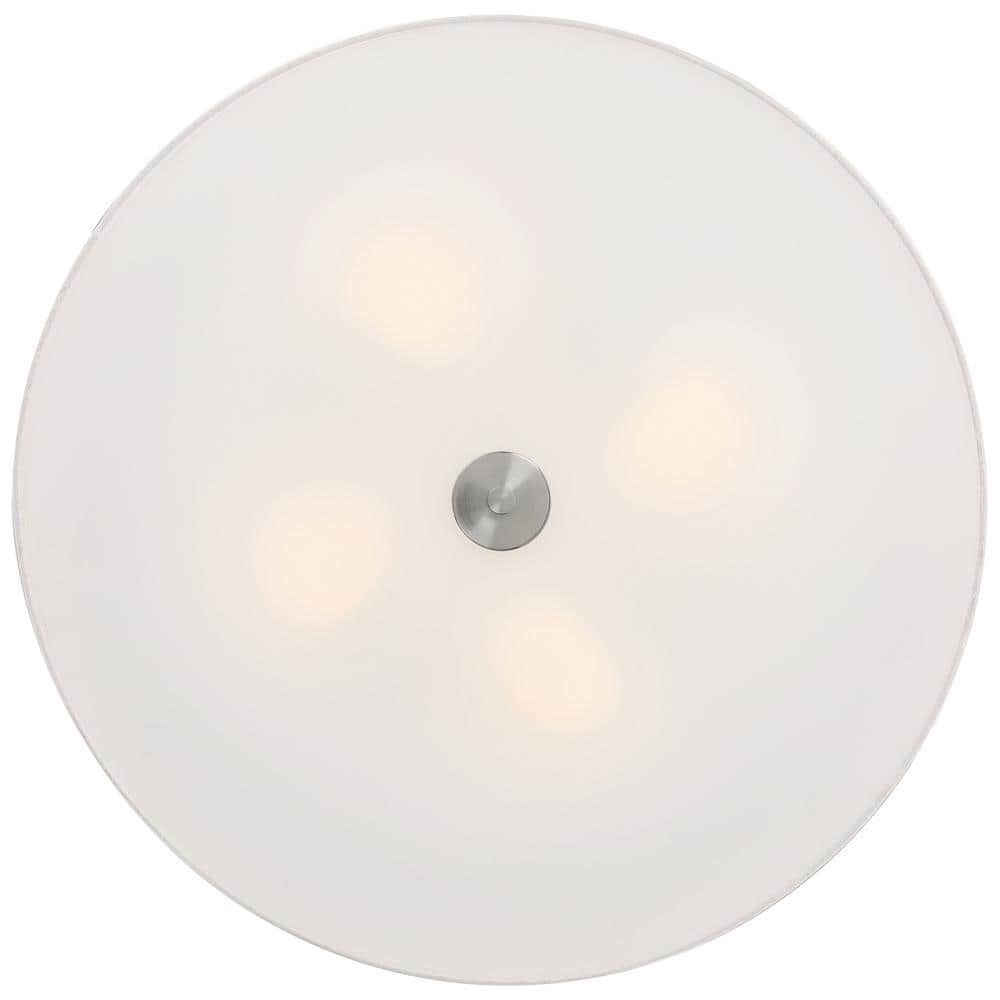 Sleek Brushed Steel LED Drum Flush Mount Ceiling Light