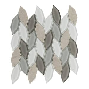 Blended Nature Silver Maple 11.12 in. x 11.87 in. Hex Leaves Marble/Glass Mesh-Mount Mosaic Tile (0.98 sq. ft./Each)