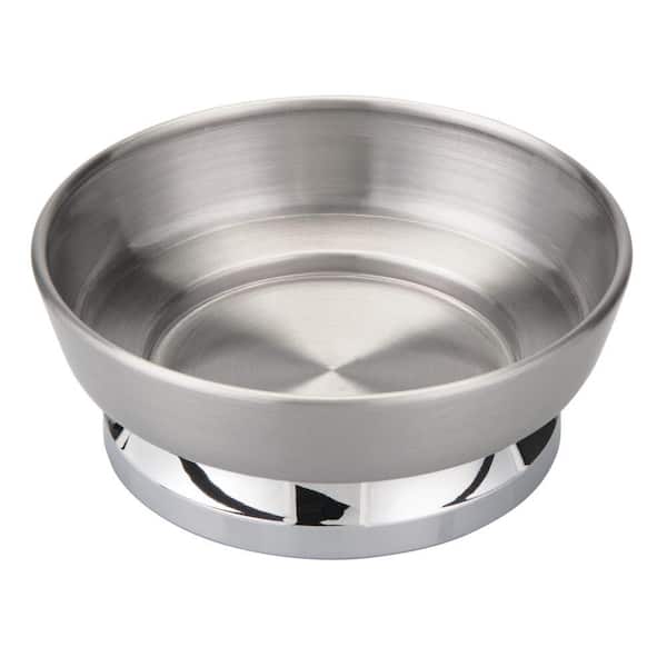 iDesign Round Soap Dish Brushed/Chrome Split Finish