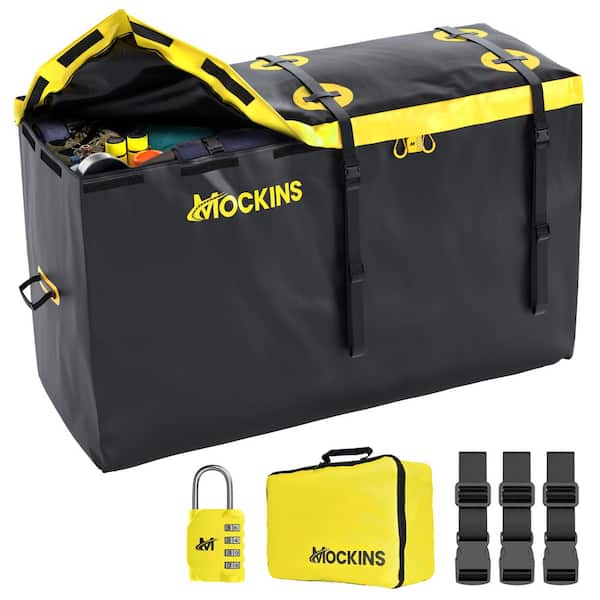 30 cu. ft. Waterproof Cargo Carrier Bag 60 in. x 24 in. x 36 in. Cargo Hitch Bag with Lock Straps and Carry Bag, Yellow