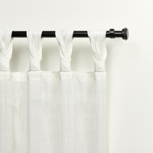 Hazel Linen Textured Light Filtering Braided Tab Top Curtain, 50 in. W x 96 in. L (Set of 2)
