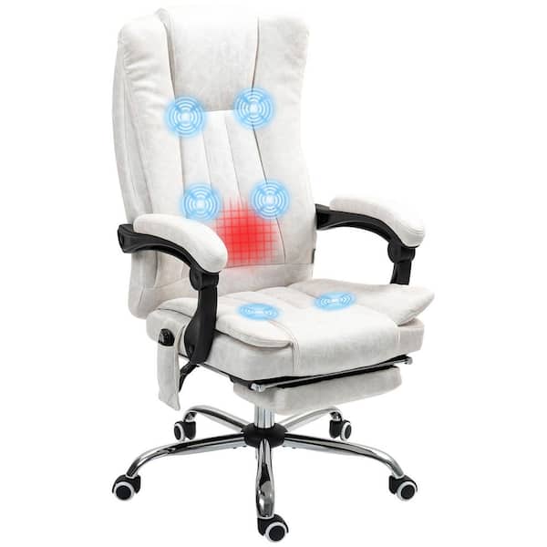 Vinsetto Microfiber Office Chair, High Back Computer Chair with 6 Point Massage, Heat, Adjustable Height, White