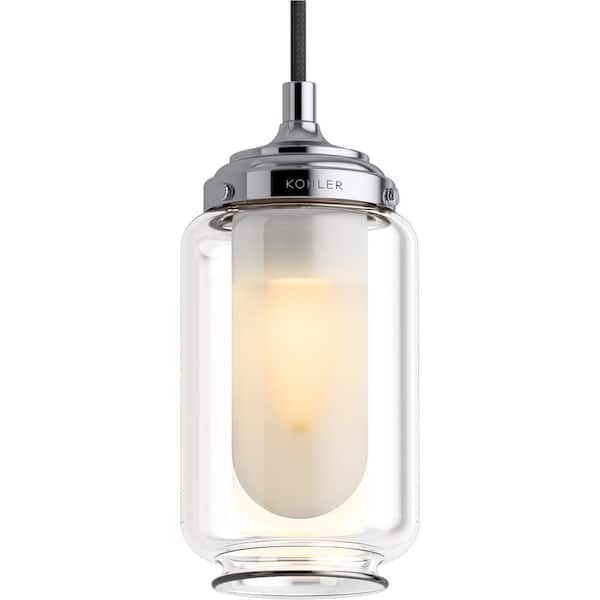 KOHLER Artifacts 1 Light Pendant Lighting Fixture for Kitchen Island, Polished Nickel, 10' Adjustable Cord Length