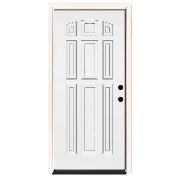 Steves & Sons 32 in. x 80 in. Element Series 9-Panel White Primed Steel Prehung Front Door with Left-Hand Inswing w/ 6-9/16 in. Frame