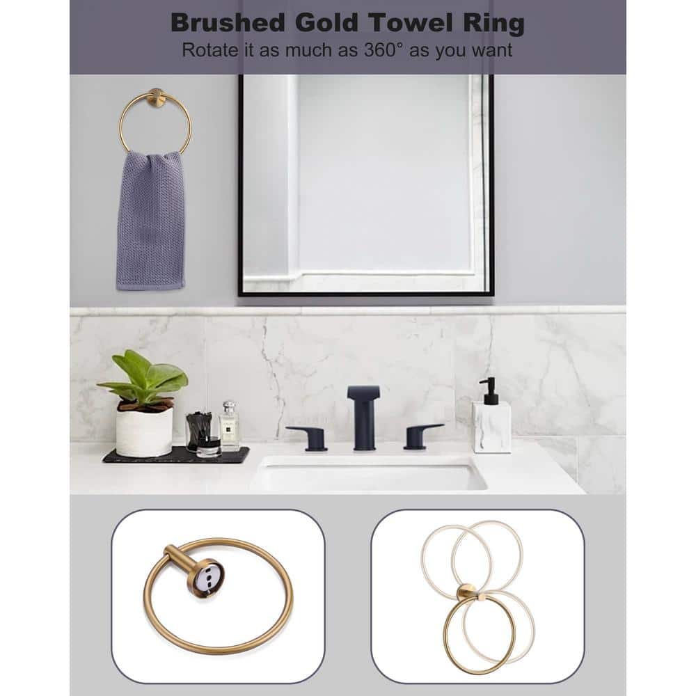 Brushed Gold 3-Piece Metal Bathroom Hardware Set