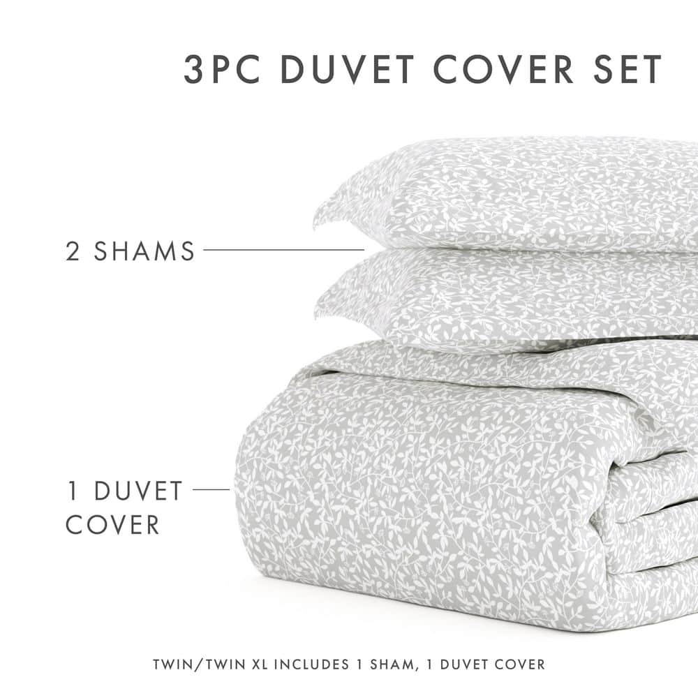 Gray Vine Trellis King Microfiber Duvet Cover Set