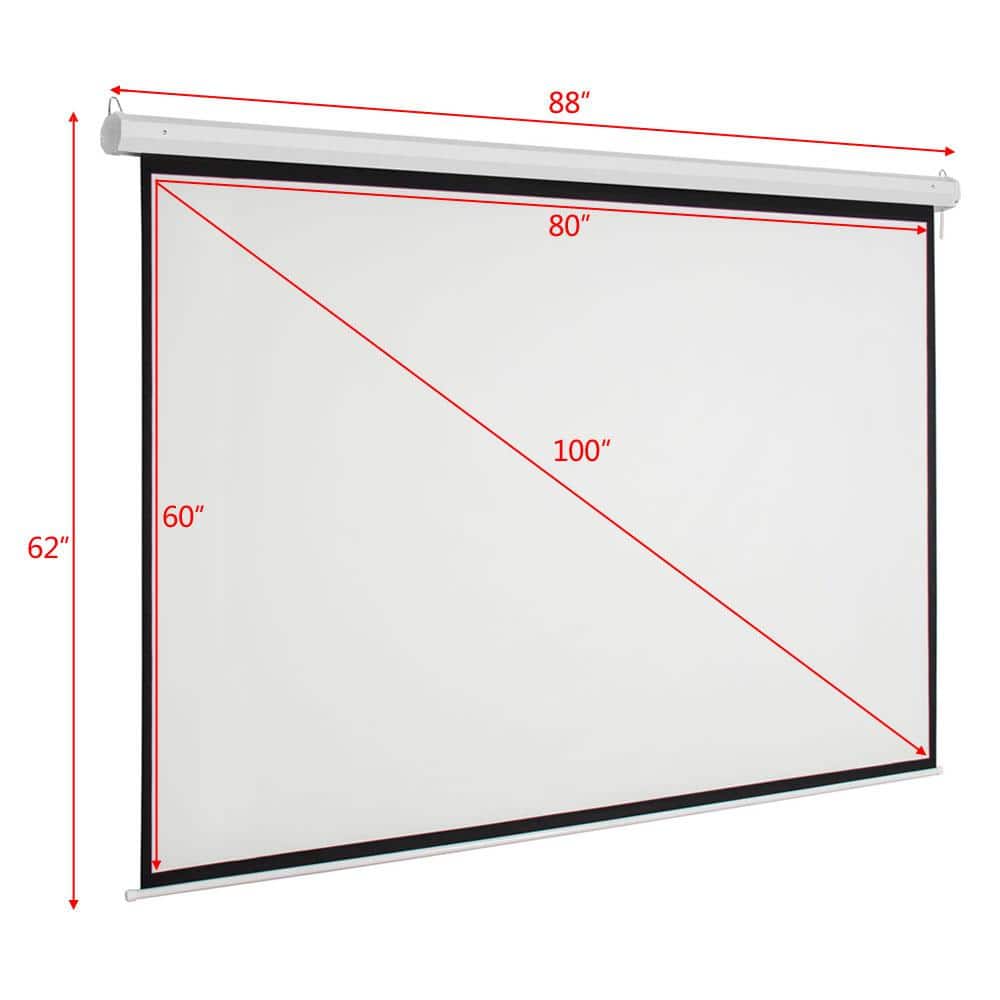 110" Matte White Motorized Projector Screen with Remote Control