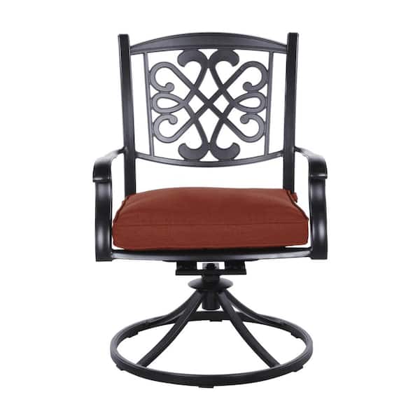 Trustmade Aluminum Chair Outdoor Swivel Cast with Red Cushions (Set of 2)