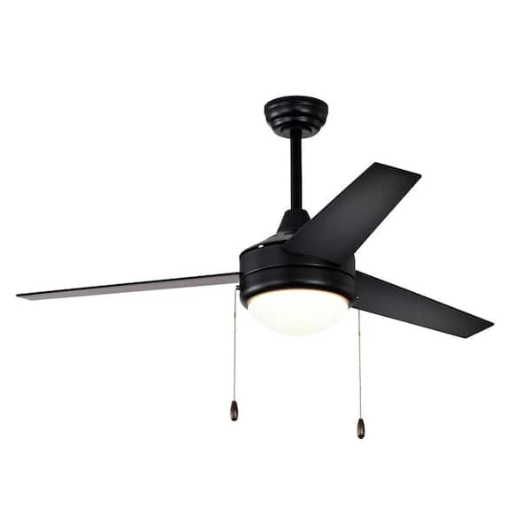 Edvivi 52 in. Indoor Black 3-Blade Reversible Ceiling Fan with Light Kit and Pull Chain