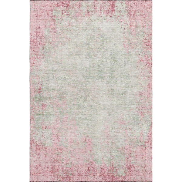 Mayfield Premium Machine Washable Abstract AMF940 Pink 8 ft. x 10 ft. Area Rug