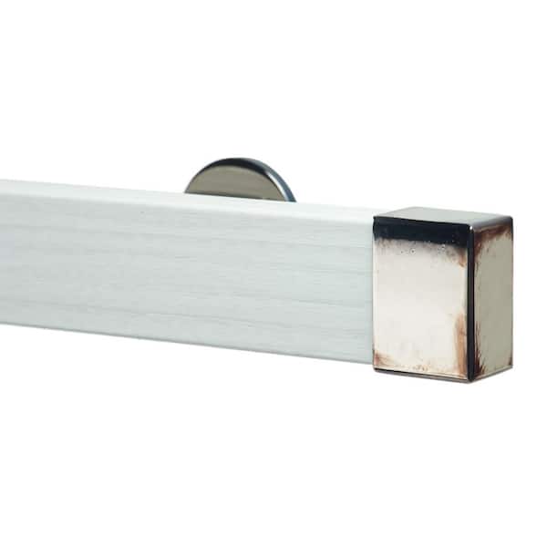 Art Decor Kontur Wood 48 in. Non-Adjustable Single Traverse Window Curtain Rod Set in Winter with Burnt Nickel Endcap