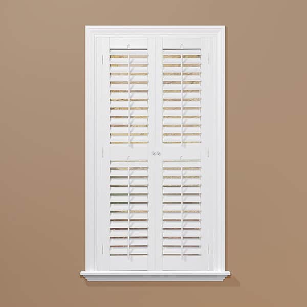 HOME basics White 2-1/4 in. Plantation Faux Wood Interior Shutter 23 to 25 in. W x 48 in. L