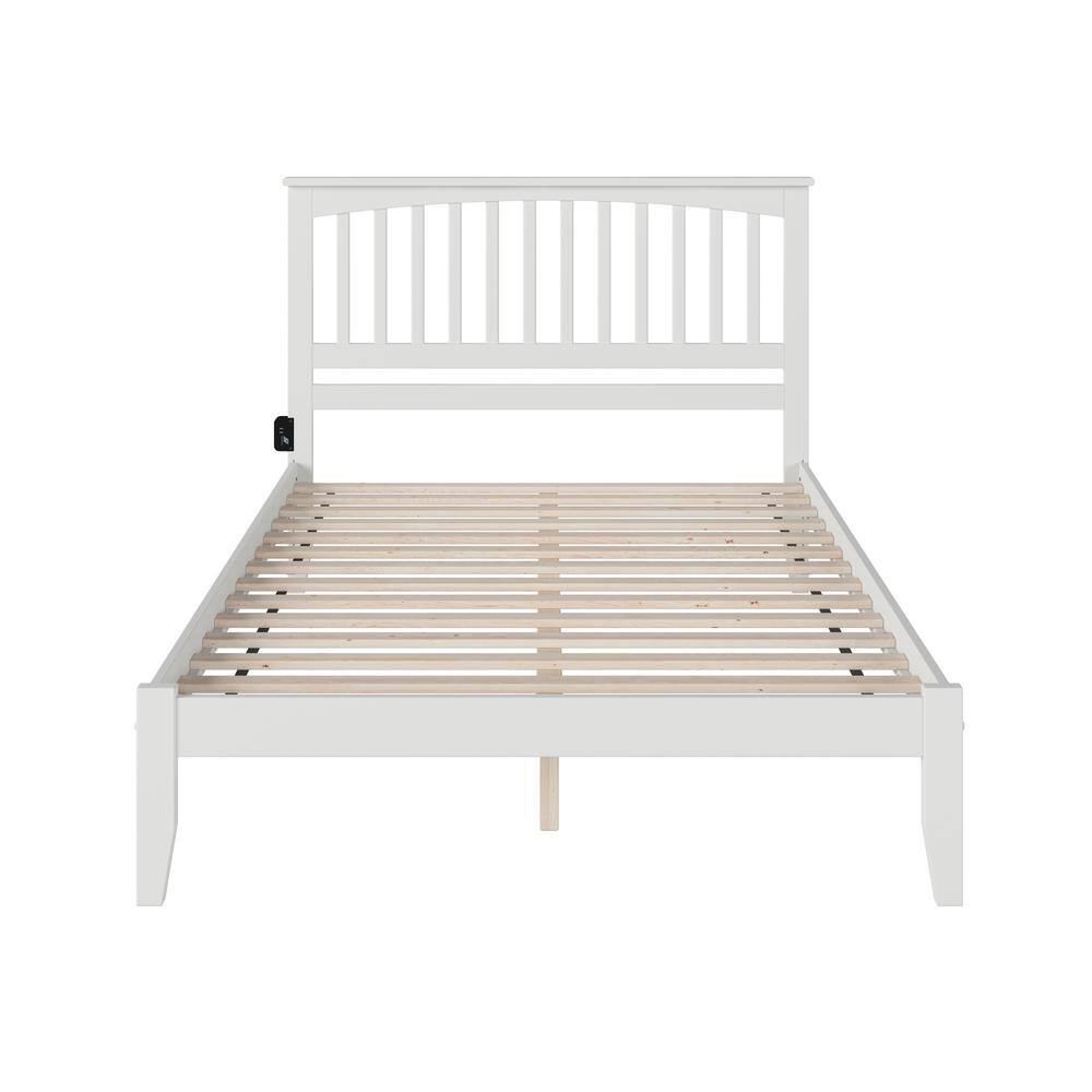 Mission King Size Platform Bed with Slatted Wood Headboard in Light Finish
