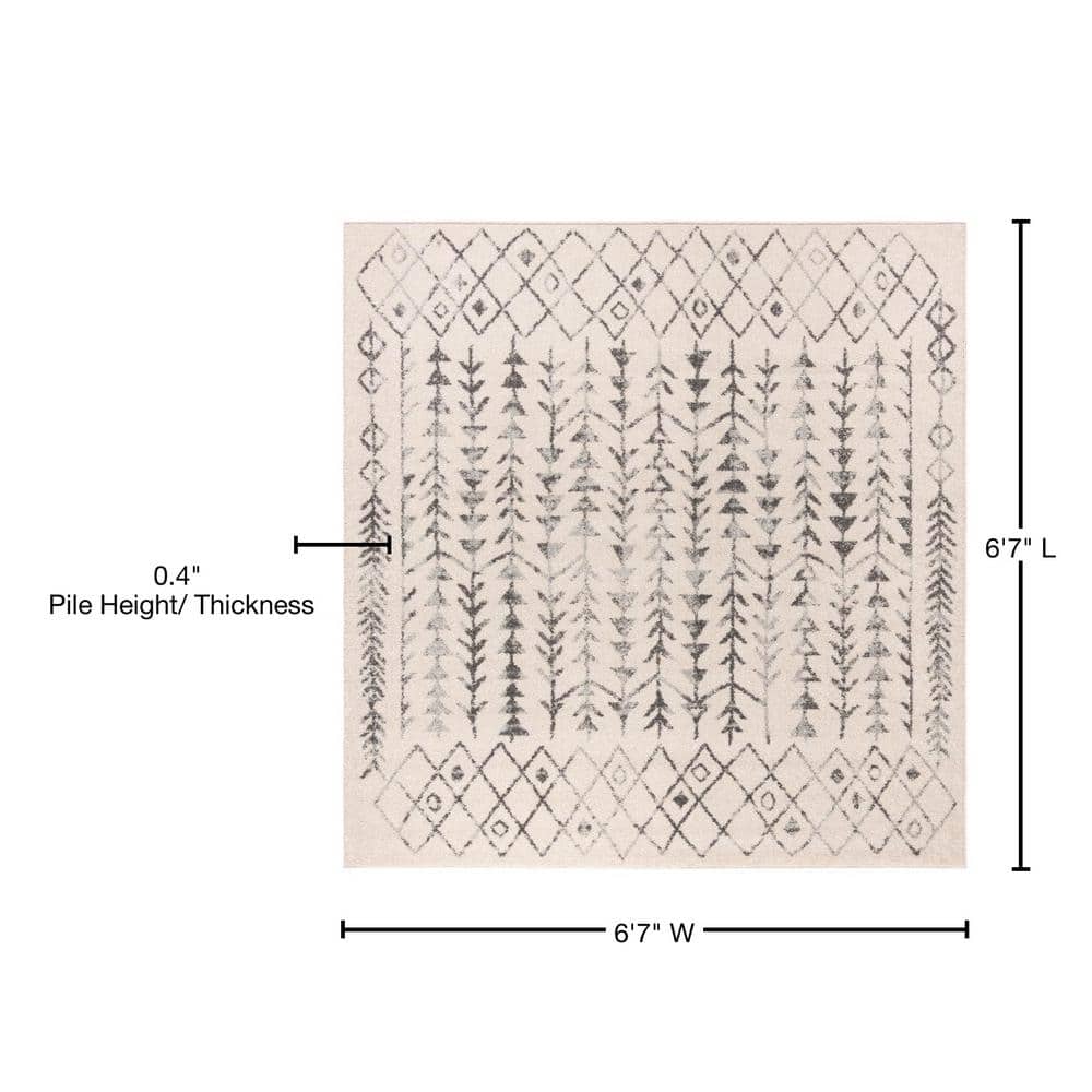 Ivory and Grey Hand-knotted Round Wool Area Rug