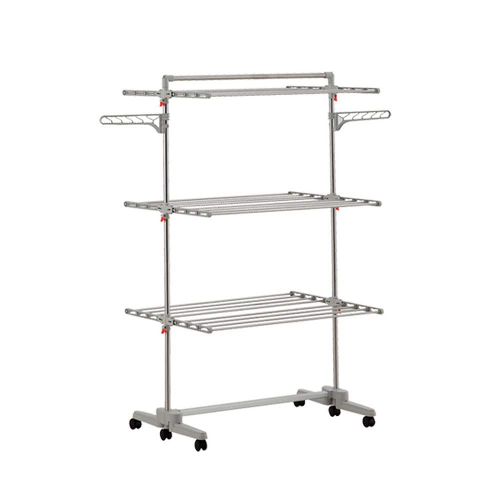 Whitmor 11-Bar Folding Metal Clothes Drying Rack with Top Shelf