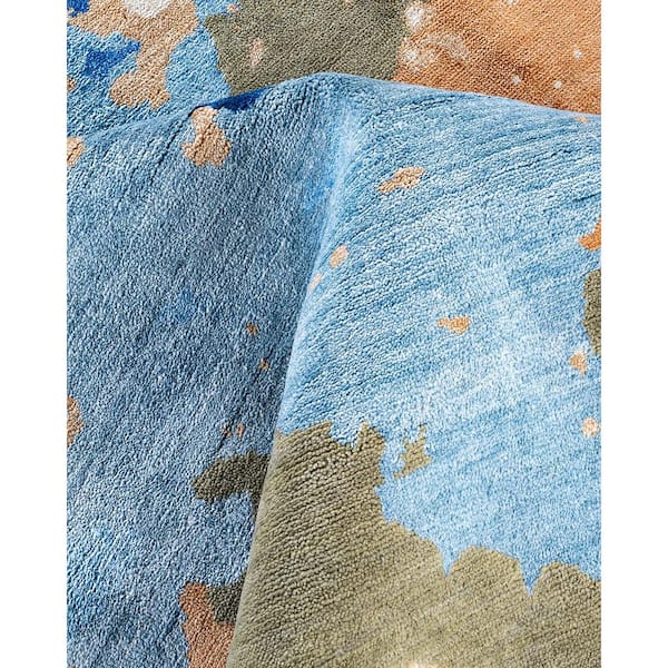 Ikat Green 9 ft. x 12 ft. Abstract Wool Indoor Area Rug