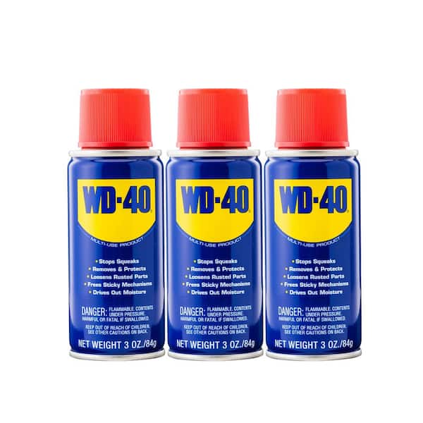 WD-40 3 oz. Original WD-40 Formula, Multi-Purpose Lubricant Spray, Handy  Can 49000 - The Home Depot