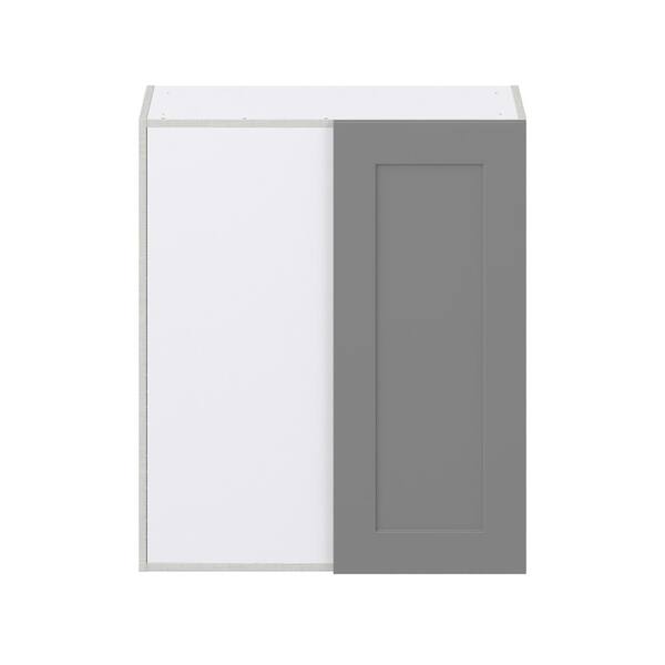 J COLLECTION 30 in. W X 40 in. H X 14 in. D Bristol Painted Slate Gray Shaker Assembled Wall Blindcorner Kitchen Cabinet
