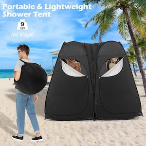 7.5 ft. Black Outdoor Portable Pop Up Shower Privacy Tent Dressing Changing Room Camping