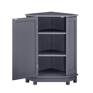 17.5 in. W x 17.5 in. D x 31.4 in. Gray Linen Cabinet Triangle Corner Storage Cabinet with Adjustable Shelf Modern Style