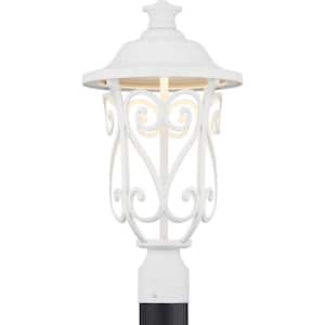 Leawood LED Collection 1-Light White Transitional Outdoor Post Lantern Light