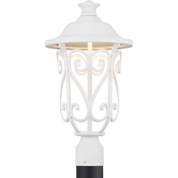 Progress Lighting Leawood LED Collection 1-Light White Transitional Outdoor Post Lantern Light