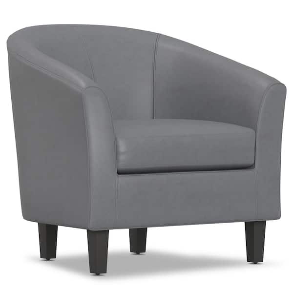 Simpli Home Austin 30 in. Wide Contemporary Tub Chair in Stone Grey Faux Leather
