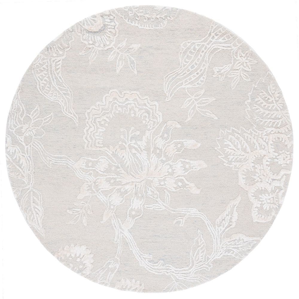 Glamour 6 ft. x 6 ft. Light Blue/Ivory Oversized Floral Round Area Rug price history on PriceWatchPro