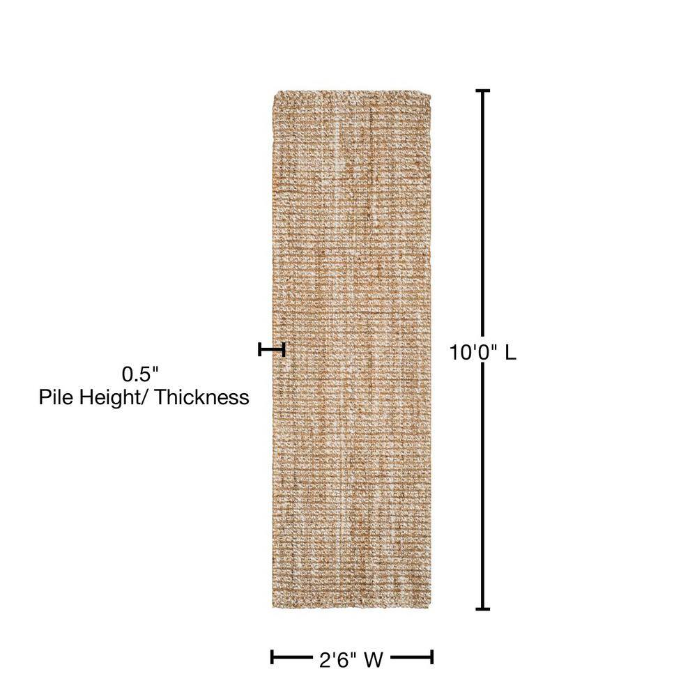 Hand-Knotted Natural Jute 2'6" x 10' Runner Rug in Brown