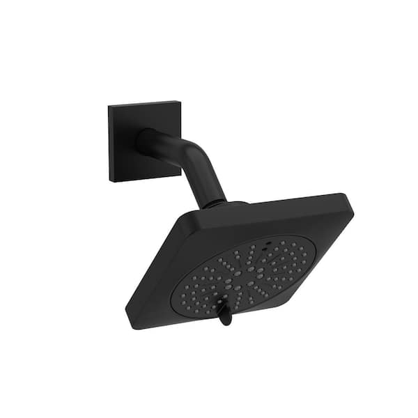 6-Spray Patterns 5.25 in. Wall Mount Fixed Shower Head in Black