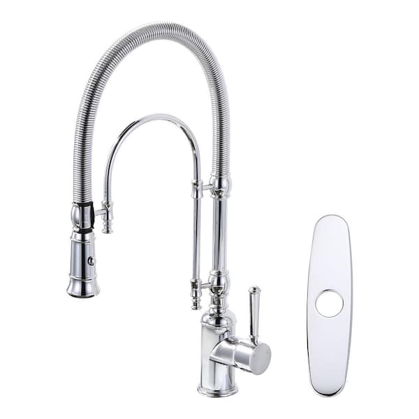 AVITAS Single Handle Pull Down Sprayer Kitchen Faucet Solid Brass in Polished Chrome