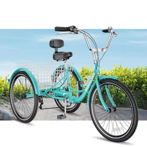 26 in. Adult Trikes 3 Wheeled 7 Speed Bike Trikes Tricycles with Basket for Seniors, Women, Men
